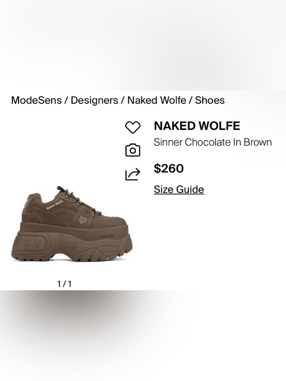 Naked Wolfe Sinner Platform Sneaker — Chocolate